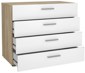 Comodă Pedro III, stejar sonoma / alb lucios