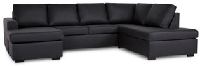 Colțar Scandinavian Choice C124Negru, 254x194x83cm, Picioare: Lemn