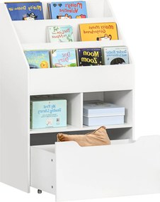 HOMCOM Raft pentru copii cu sertar, Raft pentru cărți cu rafturi, 60 x 29,9 x 90 cm, Alb | Aosom Romania