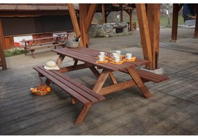 Set de dining pentru grădină din lemn de pin pentru 6 persoane Piknik - Rojaplast