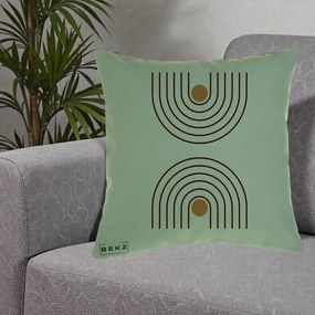Perna Decorativa Geometric Boho Arc, 40x40 cm, Verde, Husa Detasabila, Perna Inclusa, BEKZ®