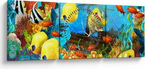 Tablou - Recif de corali colorat (cu ceas) (90x30 cm)