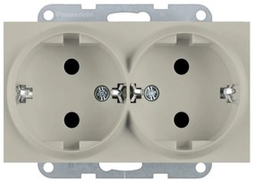 Priza dubla cu impamantare 16A, IP20, Sandstone, Panasonic Karre Plus 55 Soft Touch