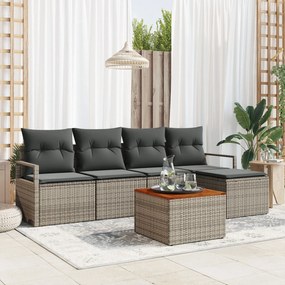 vidaXL Set de canapele pentru grădină cu pernă 6 pcs Gri Rattan poli