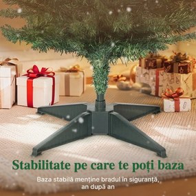 HOMCOM Brad de Crăciun artificial slim 180 cm cu 321 de ramuri, aspect de brad, cu bază din plastic, verde | Aosom Romania