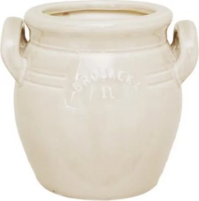 Ghiveci din ceramică glazurată manual 1L alb crem înalt, „Brobacka"