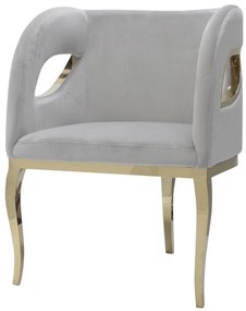 Fotoliu tapitat Morello gri/gold – H78 cm