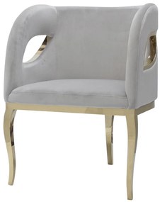 Fotoliu tapitat Morello gri/gold – H78 cm
