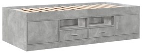 3280261 vidaXL Cadru pat de zi cu sertare, gri beton, 75x190 cm lemn prelucrat