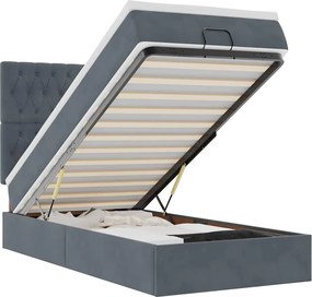 vidaXL Cadru de pat otoman cu saltele Gri închis 80x200cm catifea