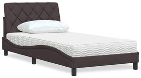 vidaXL Pat cu saltea, maro închis, 100x200 cm, textil
