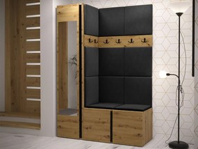 Mobilier hol Tovenaz X (Stejar artisan + Negru) (cu oglindă). 1104789