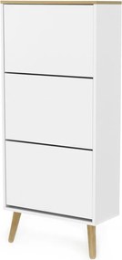 Pantofar cu detalii în decor de stejar și 3 compartimente Tenzo Dot, alb