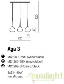 Lustra moderna Aga 3 WH/BK