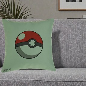 Perna Personalizata Pokeball Rosie, 40x40 cm, Verde, Husa Detasabila, Perna Inclusa, BEKZ®