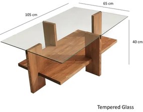 Măsuță de cafea BABYLON 40x105 cm maro/transparent