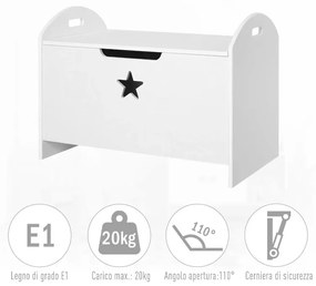 LAA6 - Lada jucarii, 62 cm, cufar depozitare cu manere, mobilier camera copii - Alb