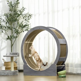 PawHut Roată de alergat pentru pisici, 91 cm, cu frână, covoraș, Roată pentru pisici pentru exerciții sănătoase, Gri | Aosom Romania