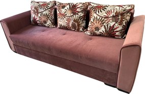 Canapea LILI extensibila, 3 locuri, cu lada de depozitare, catifea roz , 220x95x80 roz, Catifea