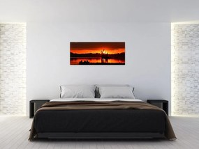 Tablou - Pescari pe lac (120x50 cm)