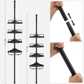 Raft de colt pentru baie cu inaltime ajustabila ORDIVA, negru