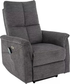 Fotoliu recliner NEPTUN M, gri inchis, stofa clasica/metal, functie de