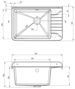 Chiuveta pentru gradina neagra din Polistiren HIPS Deante Garden Negru