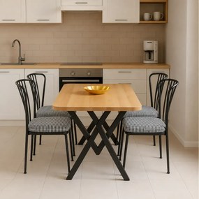 Set masa cu 4 scaune metal, Amsterdam Homs, nuc/negru 70 x 110 cm