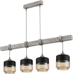 Brilagi - Lustru pe cablu WOOD GLASS 4xE27/60W/230V pin/gri/maro fumuriu