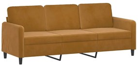 Canapea cu 3 locuri, Maro, 180 cm, catifea Maro, 198 x 77 x 80 cm