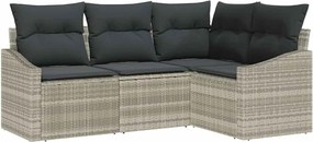 vidaXL Set de canapele pentru grădină 4 pcs Gri deschis poliratan