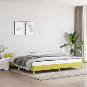 Cadru de pat cu tablie, verde, 200x200 cm, textil Verde, 200 x 200 cm