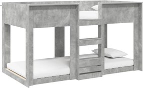 vidaXL Pat Etajat pentru Copii Gri din beton 75 x 190 cm Lemn compozit