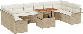 vidaXL Set de canapele pentru grădină 11 pcs Bej Rattan poli