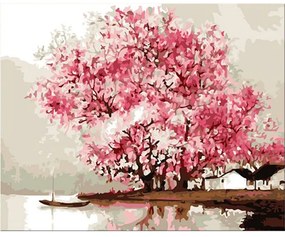 Pictura pe numere cu un cadru "Copac roz" 50x40 cm