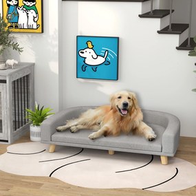 PawHut Canapea pentru Câini cu Picioare Înălțate și Pernă Detașabilă, 98x67x25 cm, Gri | Aosom Romania