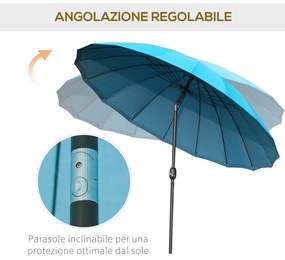 Umbrela de Gradina Outsunny cu Manivela, Ф255x240cm Albastru | Aosom RO