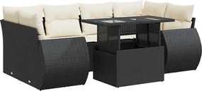 vidaXL Set canapele de grădină cu perne, 7 piese, negru, poliratan