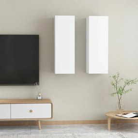 vidaXL Comode TV, 2 buc., alb, 30,5x30x90 cm, lemn prelucrat