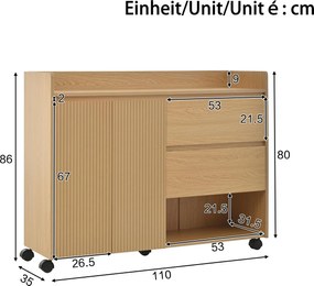Dulap mobil pentru pantofi cu separatoare reglabile, 110x35x86 cm, Culoare naturală
