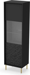 Vitrina BULLET, negru mat, PAL, 55x41x185 cm