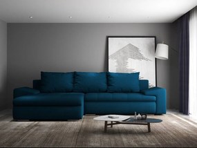 Colțar extensibil dumonde cu ladă de depozitare si sezut confortabil din spuma high-density, Leonardo Enjoy Petrol 260x185 cm