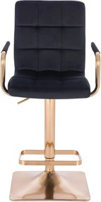 HC1015WP Pătrat Scaun Neagră Catifea cu Bază Aurie