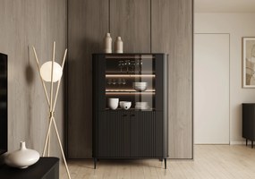 Vitrină cu patru uși Vesper 103 cm - negru / picioare negre