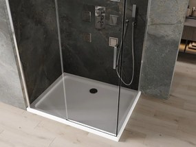 Mexen Omega cabină de duș glisantă 100 x 90 cm, grafit, crom + cadă Flat, alb - 825-100-090-01-40-4010