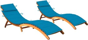 vidaXL Șezlonguri cu perne, 2 buc., lemn masiv de acacia
