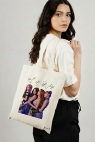 Sacosa de Panza pentru Cumparaturi, Geanta Tote, model Blackpink 9 cu semnaturii, 38x34.5 cm, Alba, BEKZ®