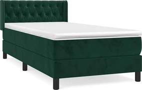 vidaXL Pat box spring cu saltea, verde închis, 100x200 cm, catifea