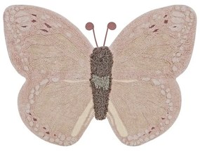 Covor pentru copii roz deschis/bej lavabil/țesut manual din bumbac 90x120 cm Baby Butterfly – Lorena Canals