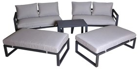 Set mobilier de grădină negru/bej din metal pentru 8 persoane Portland – Rojaplast